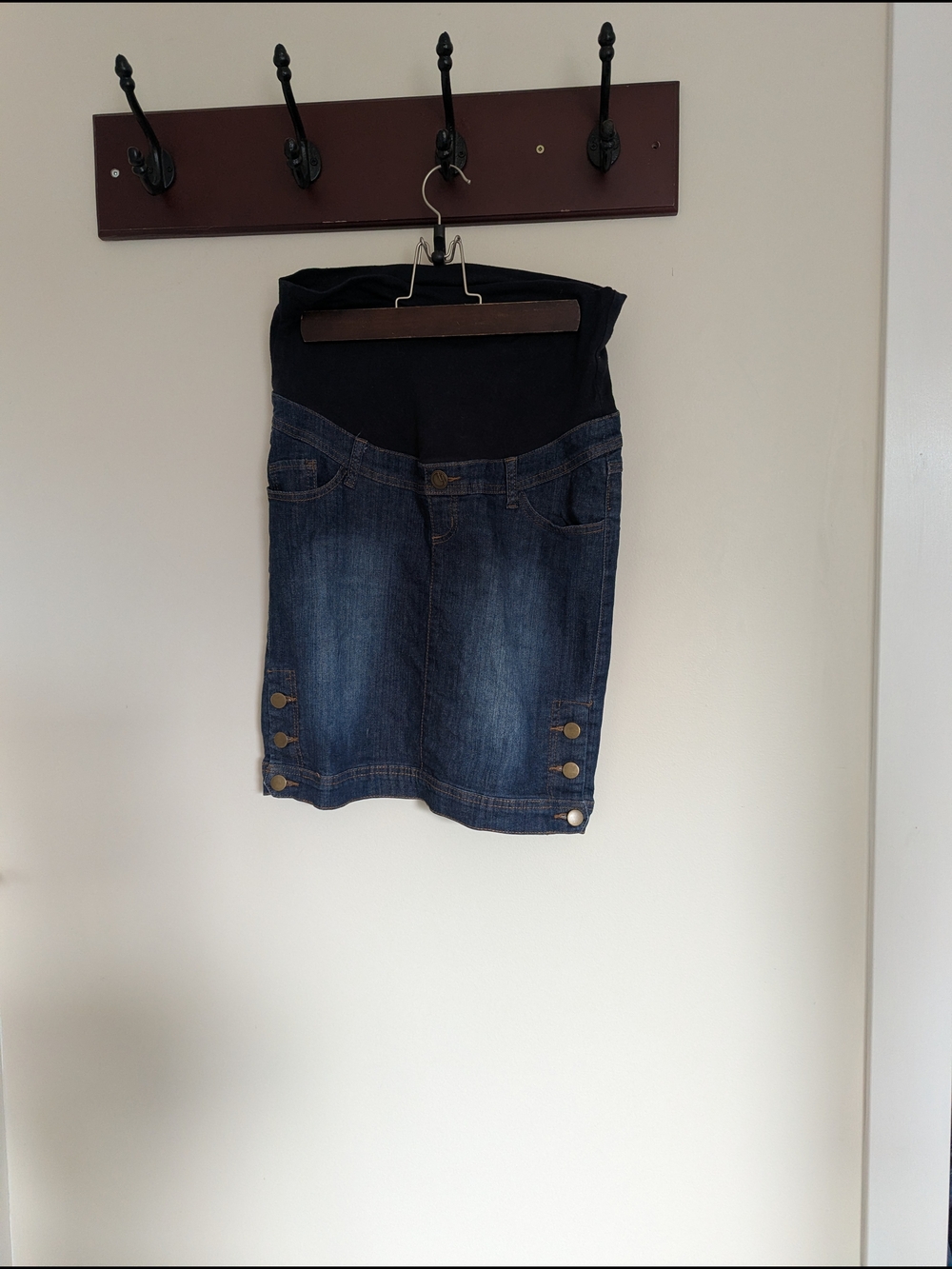 Maternity Denim Skirt with Black Stretch Waistband